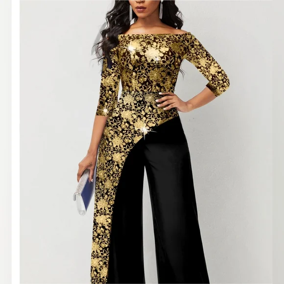 Hot golden jumpsuit NWOT - Picture 2 of 4